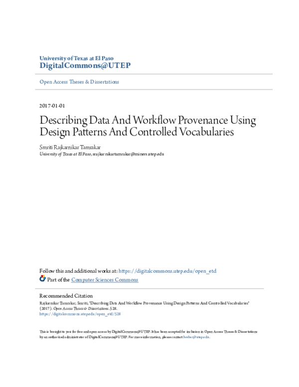 (PDF) Describing Data And Workflow Provenance Using Design Patterns And ...