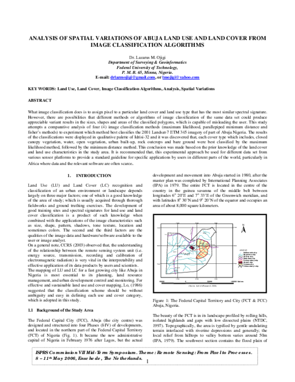 (PDF) 1 Analysis of Spatial Variations of Abuja Land Use and Land Cover ...