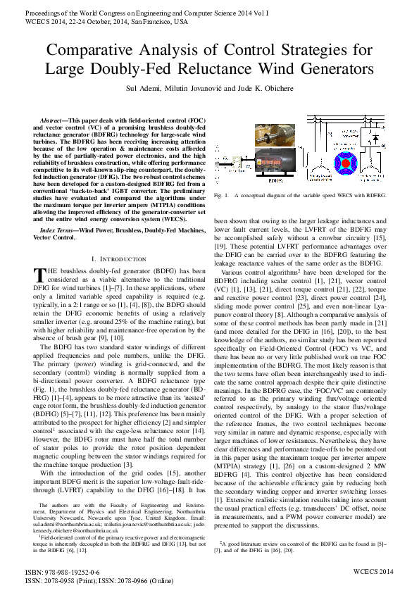 (PDF) Comparative Analysis of Control Strategies for Large Doubly-Fed ...