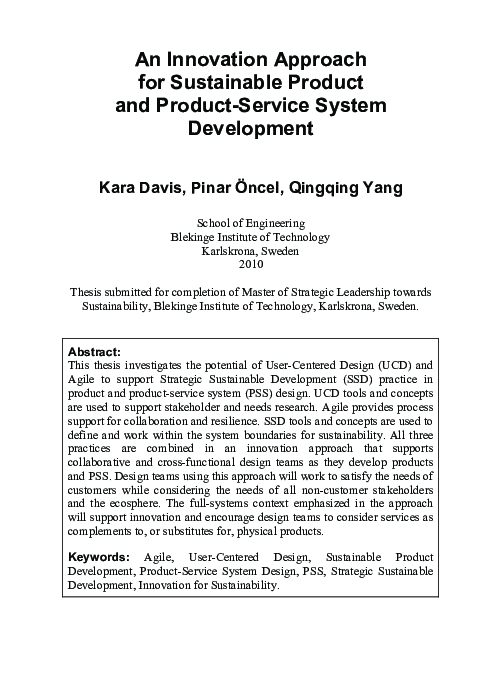 (PDF) An Innovation Approach for Sustainable Product and Product ...