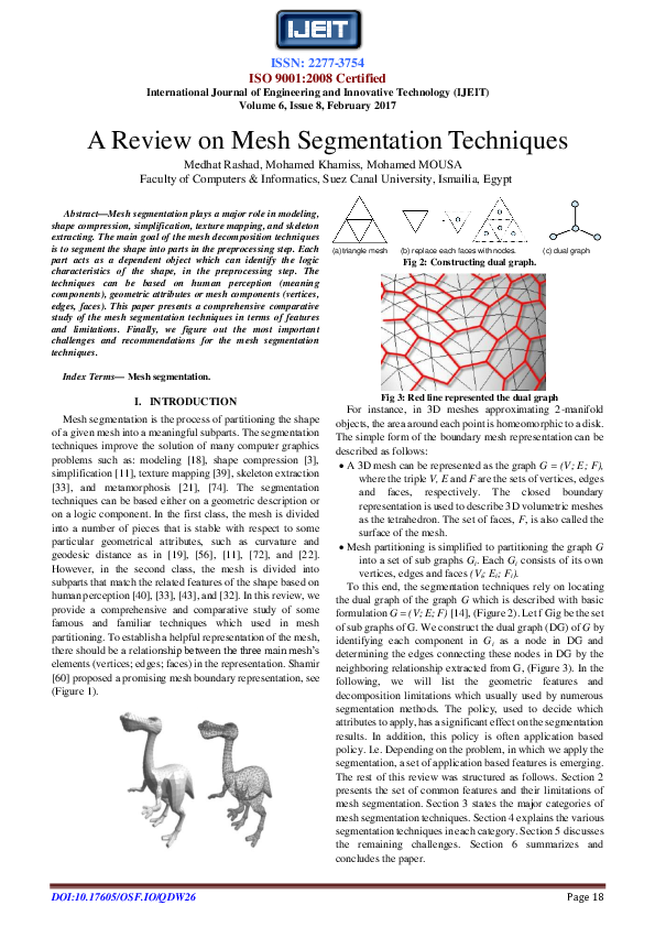 (PDF) A Review on Mesh Segmentation Techniques