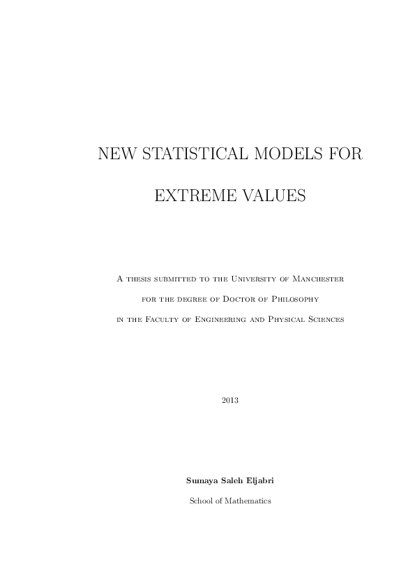 (PDF) New Statistical models for Extreme Values