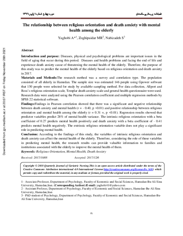 (PDF) The relationship between religious orientation and death anxiety ...