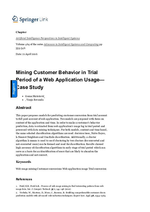 (PDF) Mining Customer Behavior in Trial Period of a Web Application ...