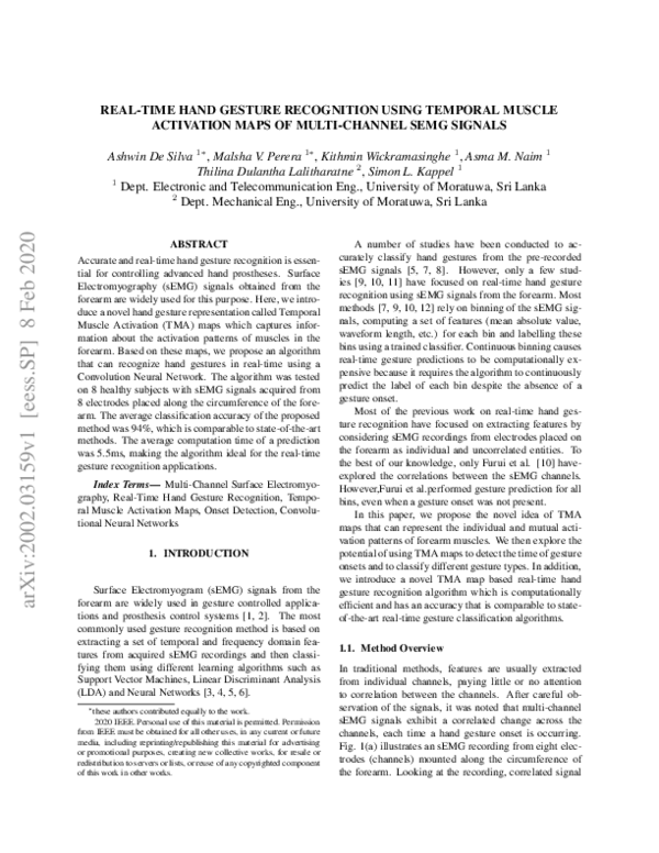 (PDF) Real-Time Hand Gesture Recognition Using Temporal Muscle ...