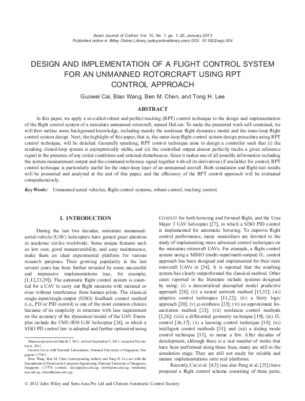 (PDF) Design and Implementation of a Flight Control System for an ...