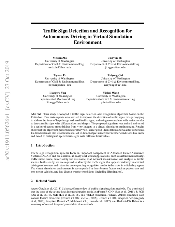 (PDF) Traffic Sign Detection and Recognition for Autonomous Driving in ...