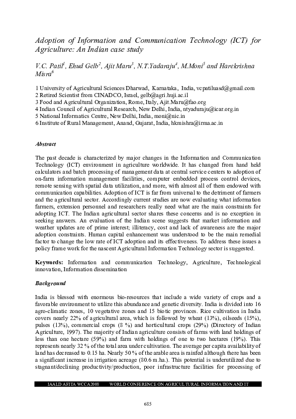 (PDF) Adoption of Information and Communication Technology (ICT) for ...