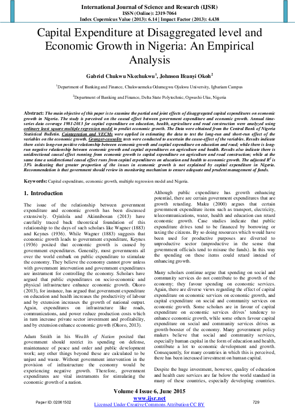 (PDF) Capital Expenditure at Disaggregated level and Economic Growth in ...