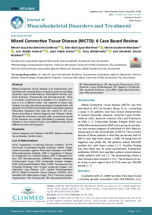 Mixed Connective Tissue Disease (MCTD): 6 Case Based Review