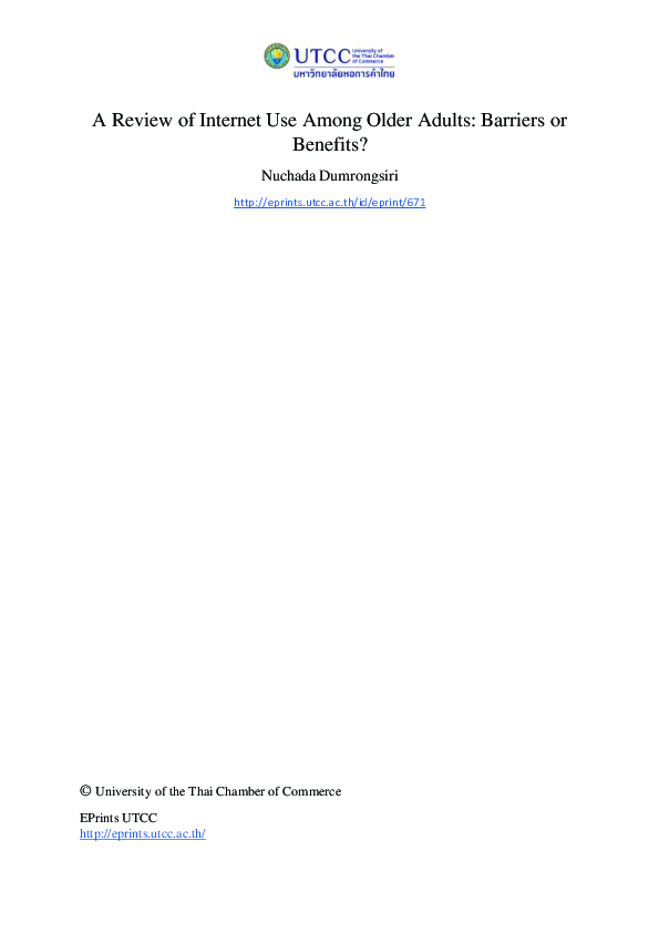 (PDF) A Review of Internet Use Among Older Adults: Barriers or Benefits?