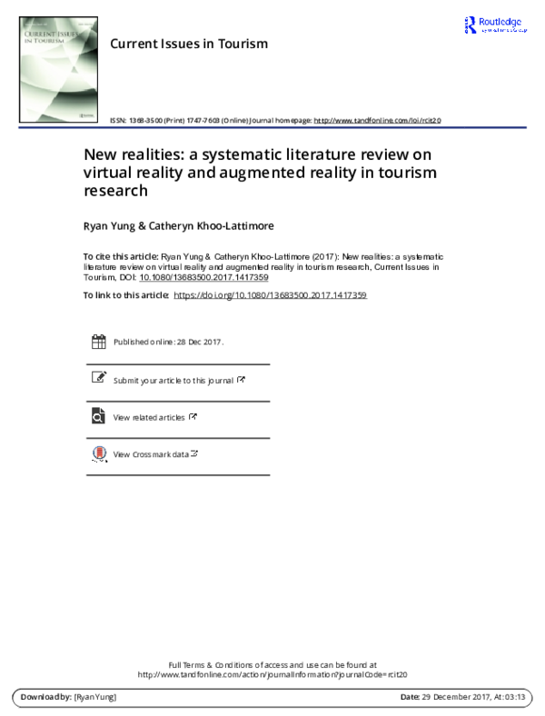 (PDF) New realities: a systematic literature review on virtual reality ...