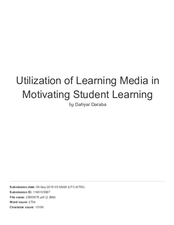 (PDF) Utilization of Learning Media in Motivating Student Learning