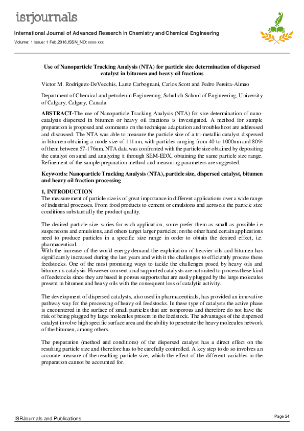 (PDF) Use of Nanoparticle Tracking Analysis (NTA) for particle size ...