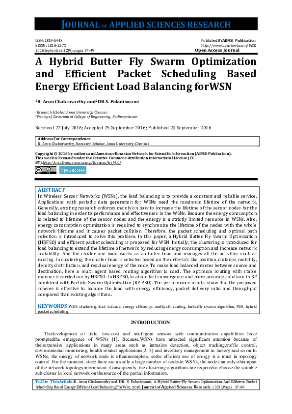 (PDF) A Hybrid Butter Fly Swarm Optimization and Efficient Packet ...