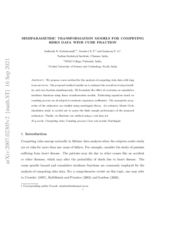 (PDF) Semiparametric transformation model for competing risks data with ...