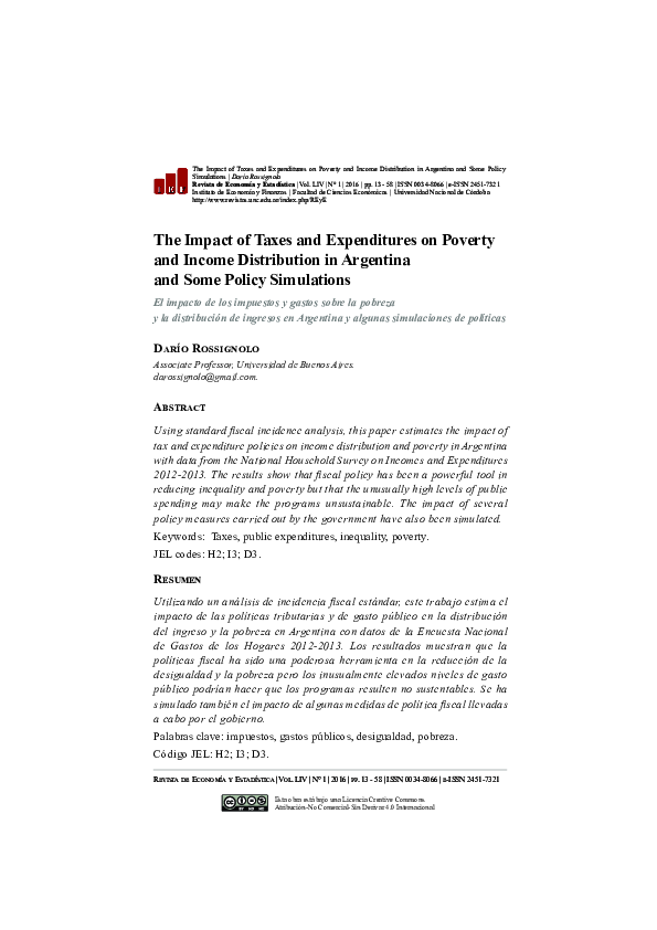 (PDF) The Impact of Taxes and Expenditures on Poverty and Income ...