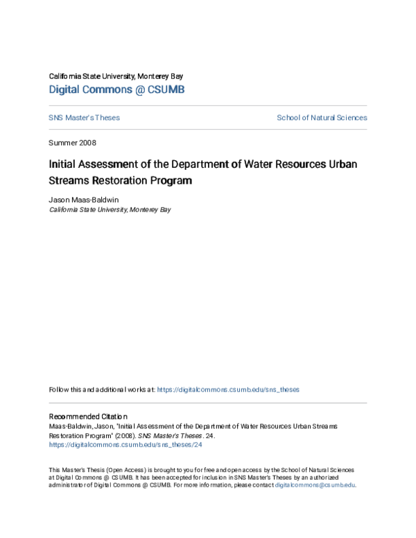 (PDF) Initial assessment of the Department of Water Resources Urban ...