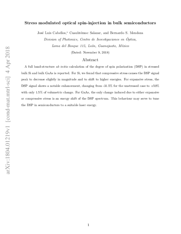 (PDF) Stress-modulated optical spin injection in bulk Si and GaAs ...