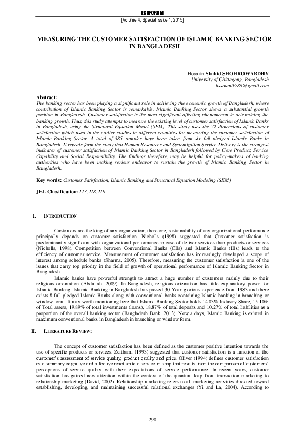 (PDF) Measuring the Customer Satisfaction of Islamic Banking Sector in ...