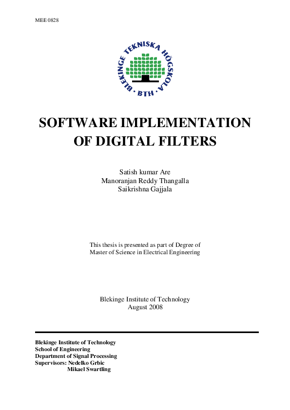 (PDF) Software Implementation of Digital filters