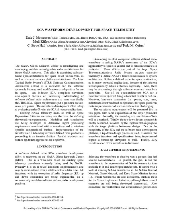 (PDF) Sca Waveform Development for Space Telemetry