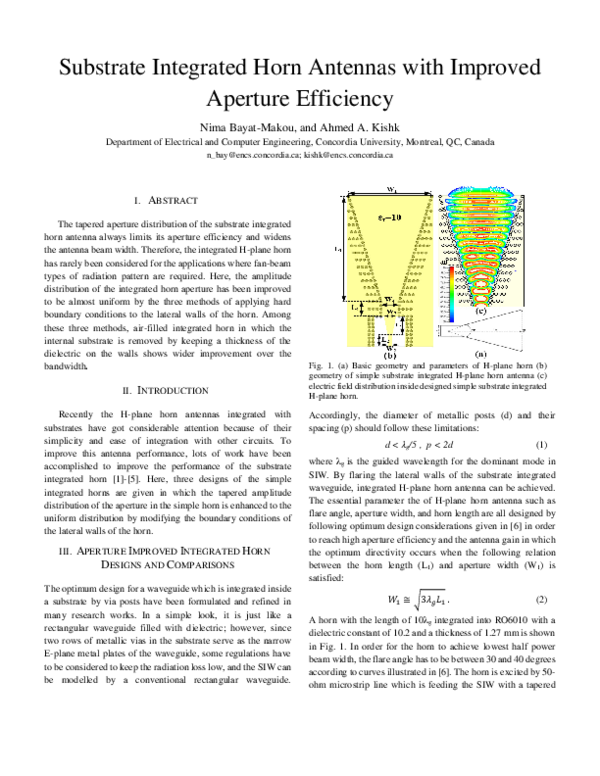(PDF) Substrate integrated horn antennas with improved aperture