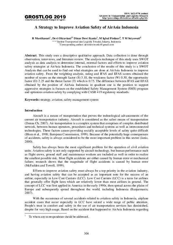 (PDF) A Strategy to Improve Aviation Safety of AirAsia Indonesia