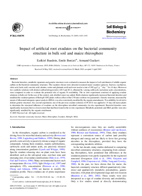 (PDF) Impact of artificial root exudates on the bacterial community