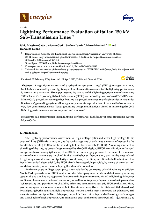(PDF) Lightning Performance Evaluation of Italian 150 kV Sub ...