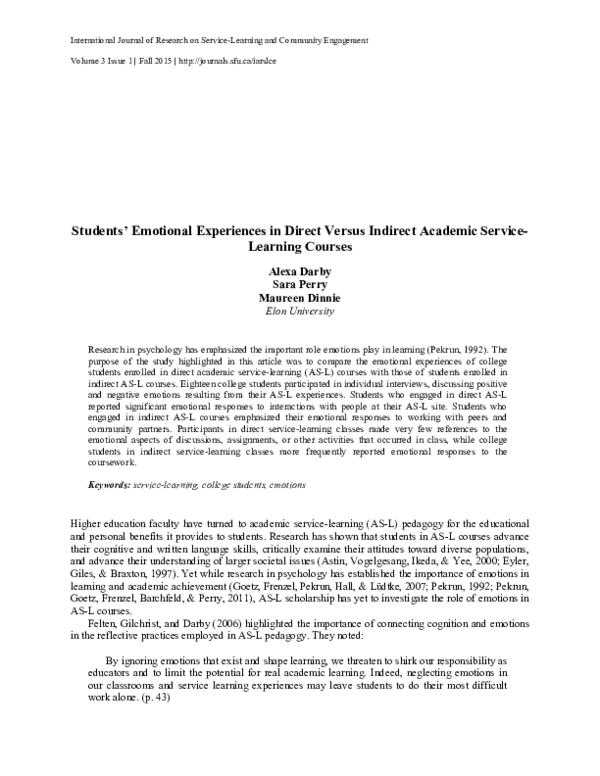 (PDF) Students’ Emotional Experiences in Direct Versus Indirect ...
