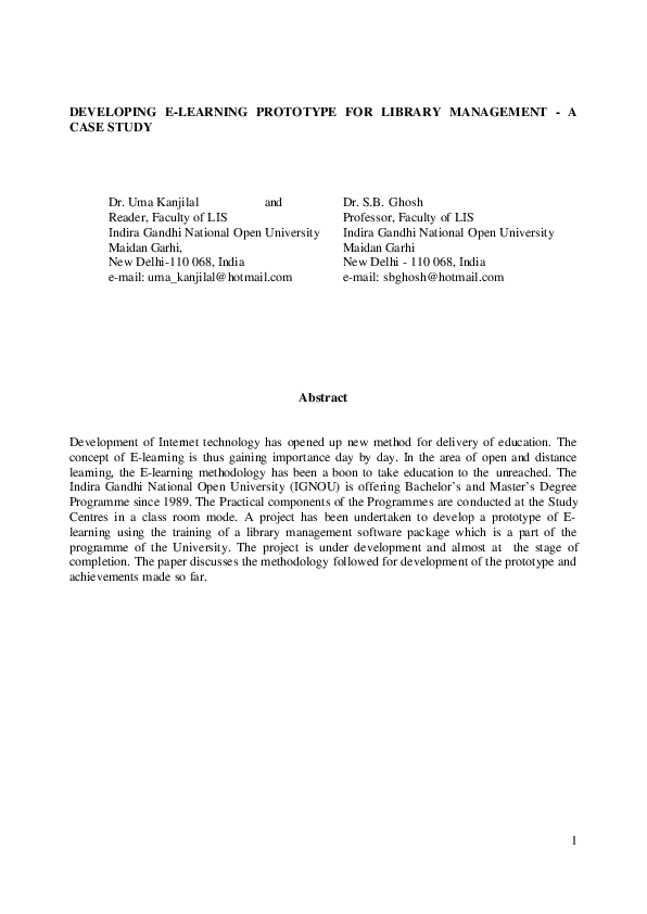 Pdf Developing E Learning Prototype For Library Management A Case Study Pdf Developing E Learning Prototype For Library Management A Case Study