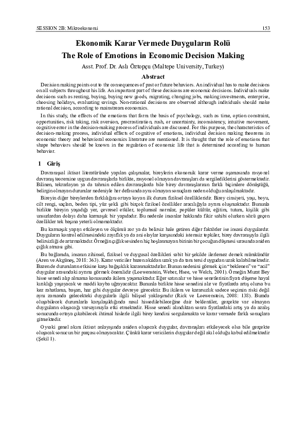 (PDF) The Role of Emotions in Economic Decision Making