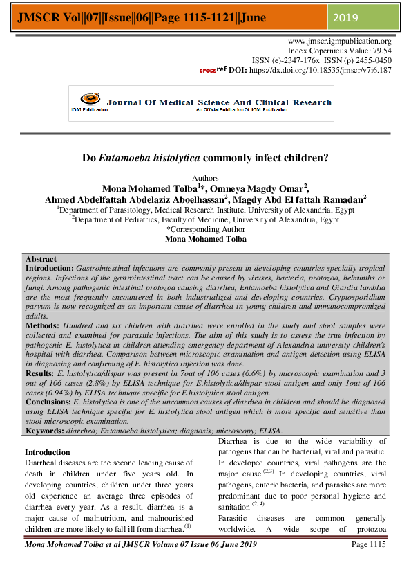 (PDF) Agreement analysis between microscopic stool examination for E