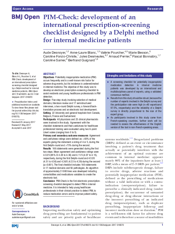 (PDF) PIM-Check: development of an international prescription-screening ...