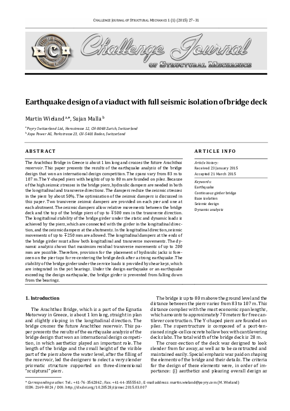 (PDF) Earthquake design of a viaduct with full seismic isolation of ...
