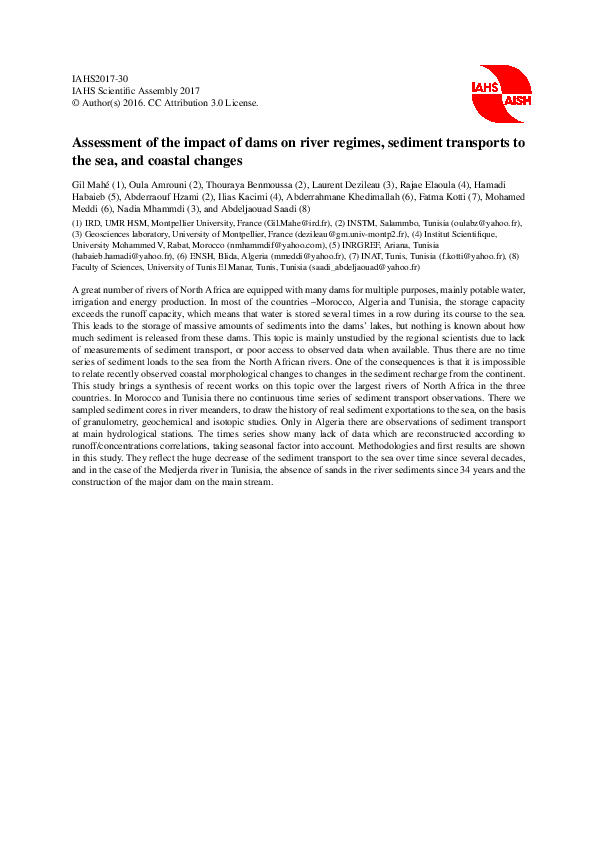 (PDF) Assessment of the Impact of Dams on River Regimes, Sediment ...