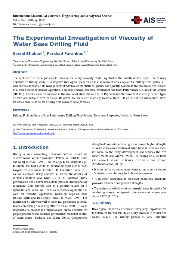 (PDF) The Experimental Investigation of Viscosity of Water Base ...