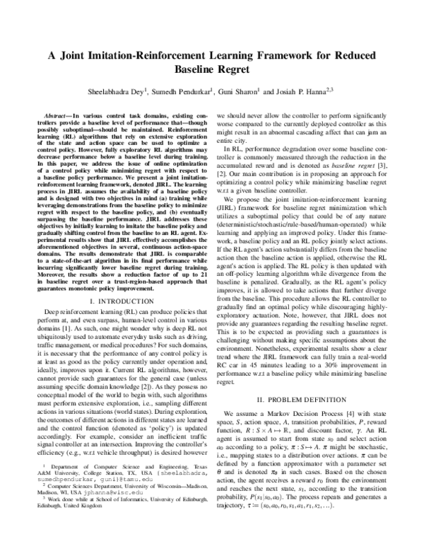 (PDF) A Joint Imitation-Reinforcement Learning Framework for Reduced ...