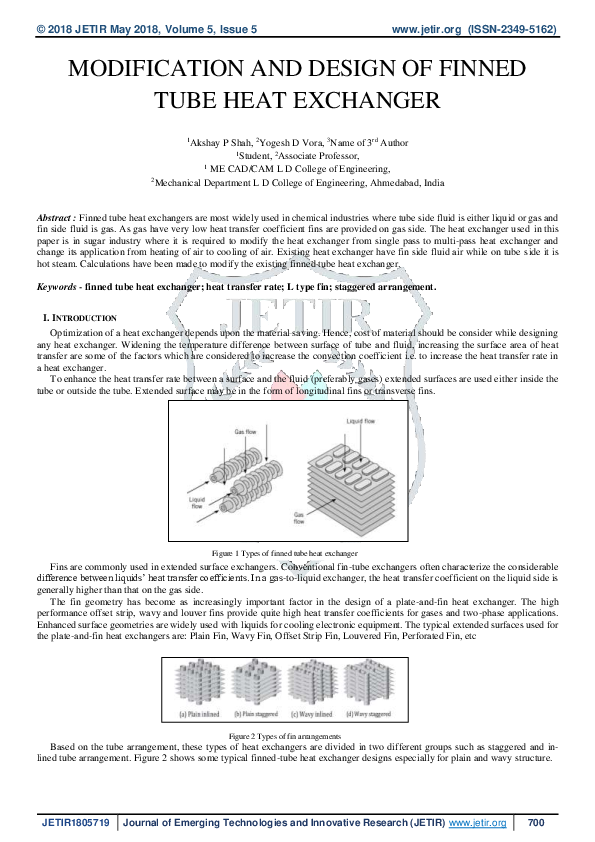 (PDF) Modification and Design of Finned Tube Heat Exchanger
