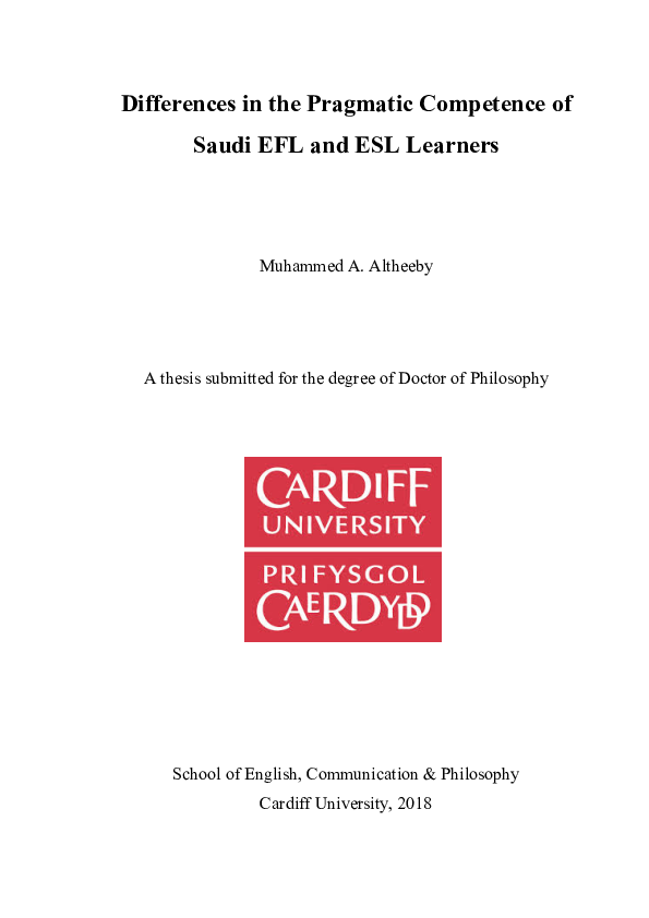 (PDF) Differences in the pragmatic competence of Saudi EFL and ESL learners