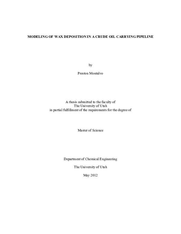 (PDF) Modeling of wax deposition in a crude oil carrying pipeline