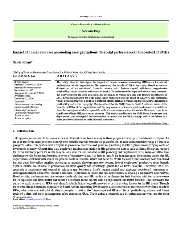 (PDF) Impact of human resource accounting on organizations’ financial ...