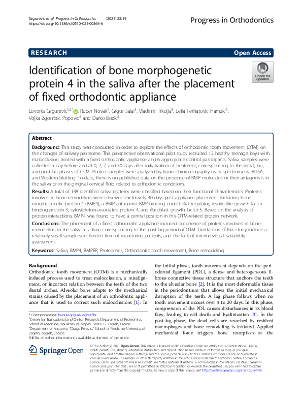 (PDF) Identification of bone morphogenetic protein 4 in the saliva ...