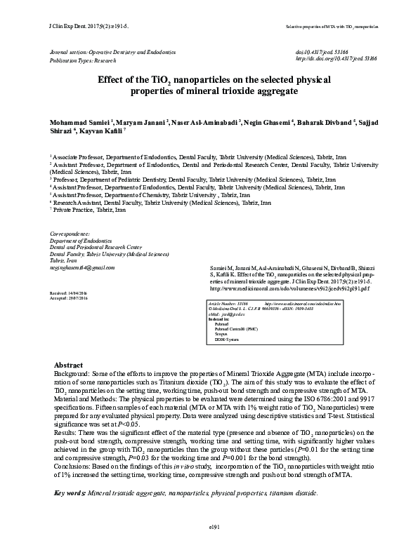 (PDF) Effect of the TiO 2 nanoparticles on the selected physical ...