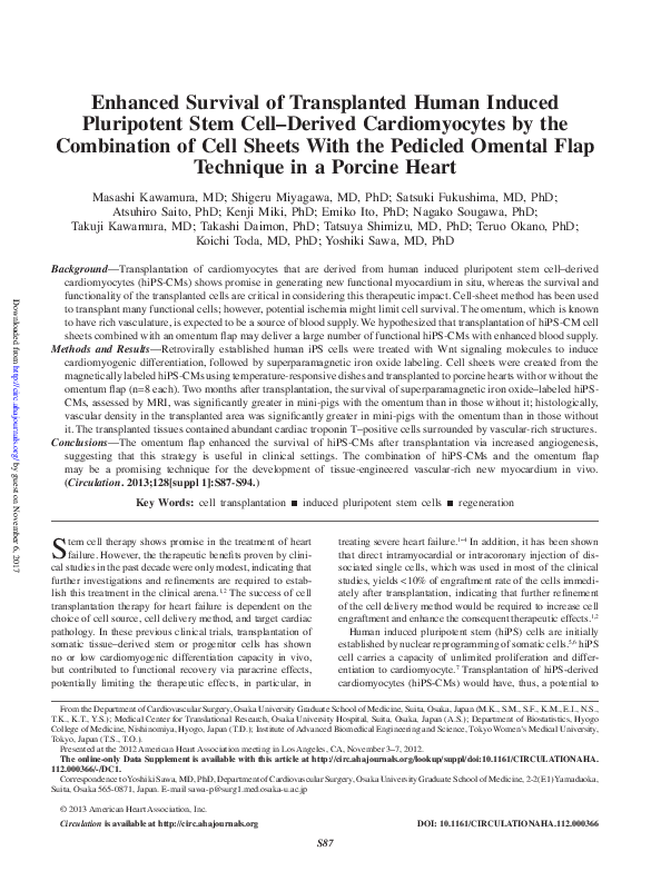 (PDF) Enhanced Survival of Transplanted Human Induced Pluripotent Stem ...