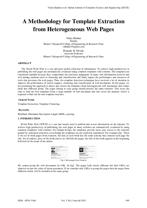 (PDF) A Methodology for Template Extraction from Heterogeneous Web Pages