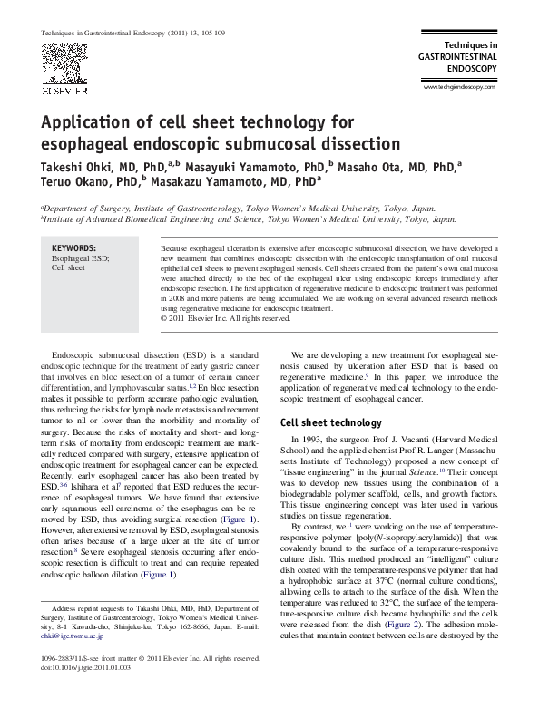 (PDF) Application of cell sheet technology for esophageal endoscopic ...