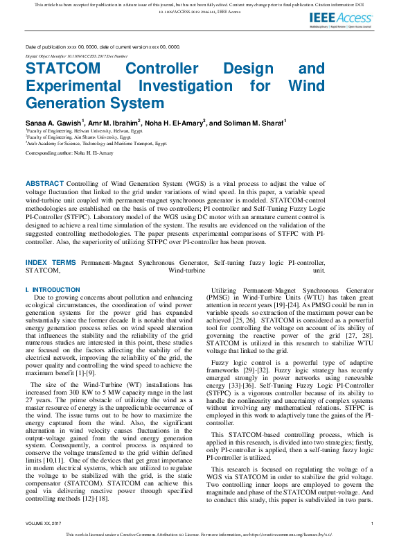 (PDF) STATCOM Controller Design and Experimental Investigation for Wind ...