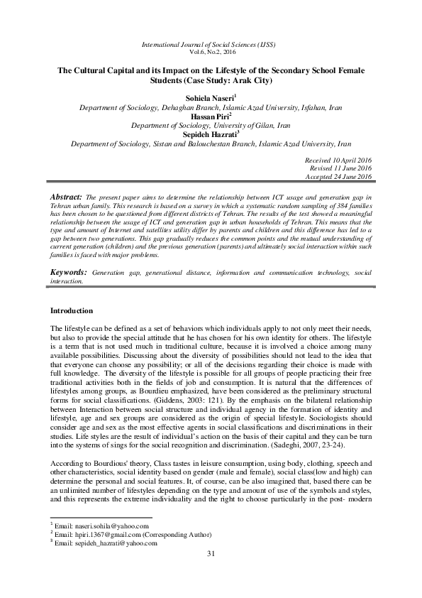(PDF) The Cultural Capital and its Impact on the Lifestyle of the ...